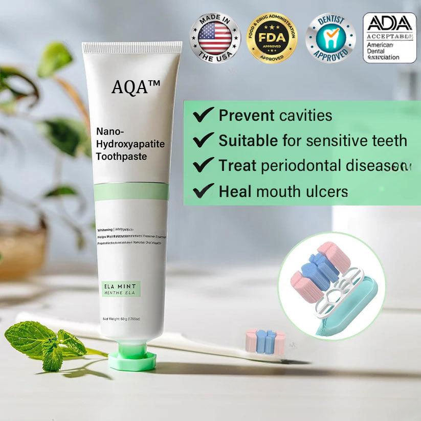 ✅Official Store | AQA™ Fluoride-Free Nano Hydroxyapatite Toothpaste 🦷Obtain American Dental Association (ADA) Certification(Helps remineralize teeth, repair cavities, treat periodontitis and mouth ulcers, and restore gum recession)