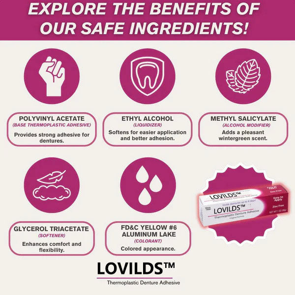 ⏰[Official Brand Store 24-Hours Promotion Buy 1 Get 2 Free] LOVILDS™ Thermoplastic Denture Adhesive